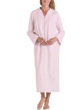 Miss Elaine Women's Embroidered Waffle-Knit Robe Pink Size S  21100